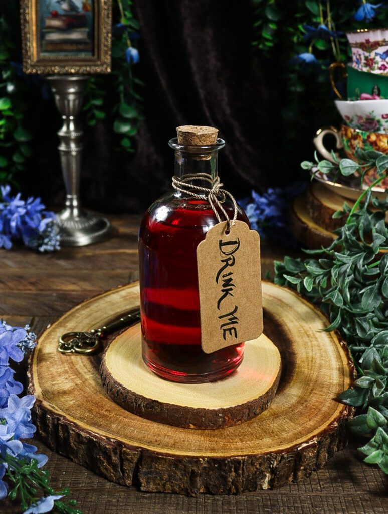 cherry custard cocktail, alice in wonderland drinks