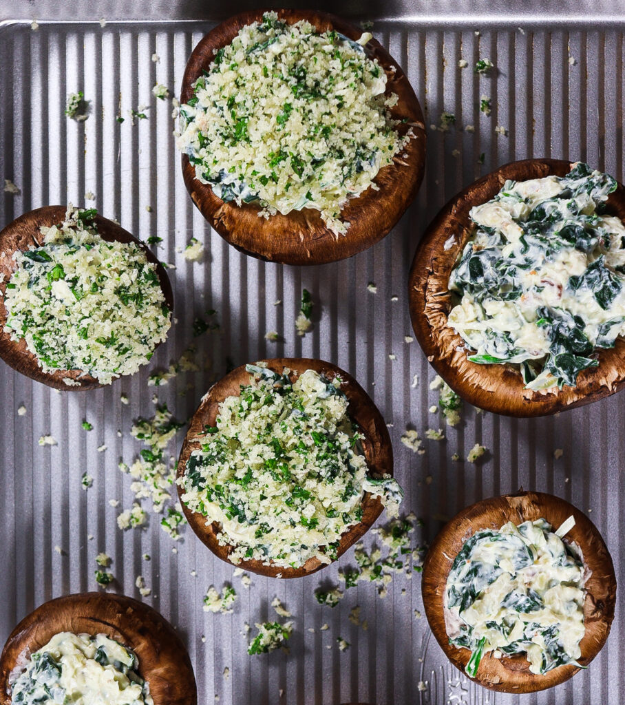 bacon and spinach stuffed mushrooms, alice in wonderland party menu