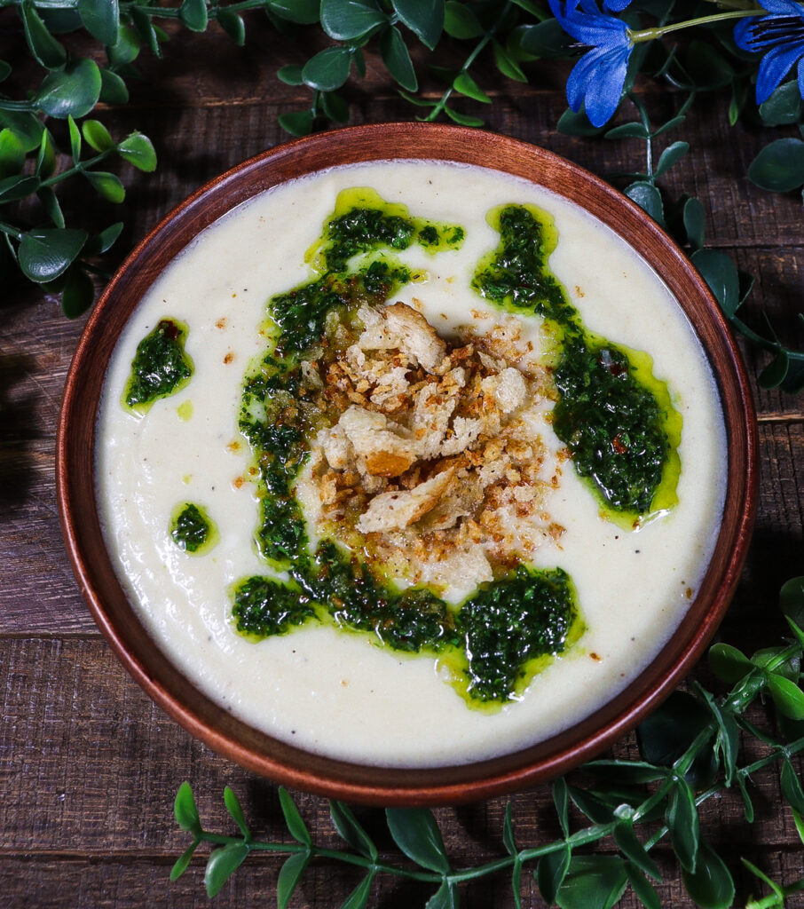 roasted cauliflower leek soup, alice in wonderland recipe