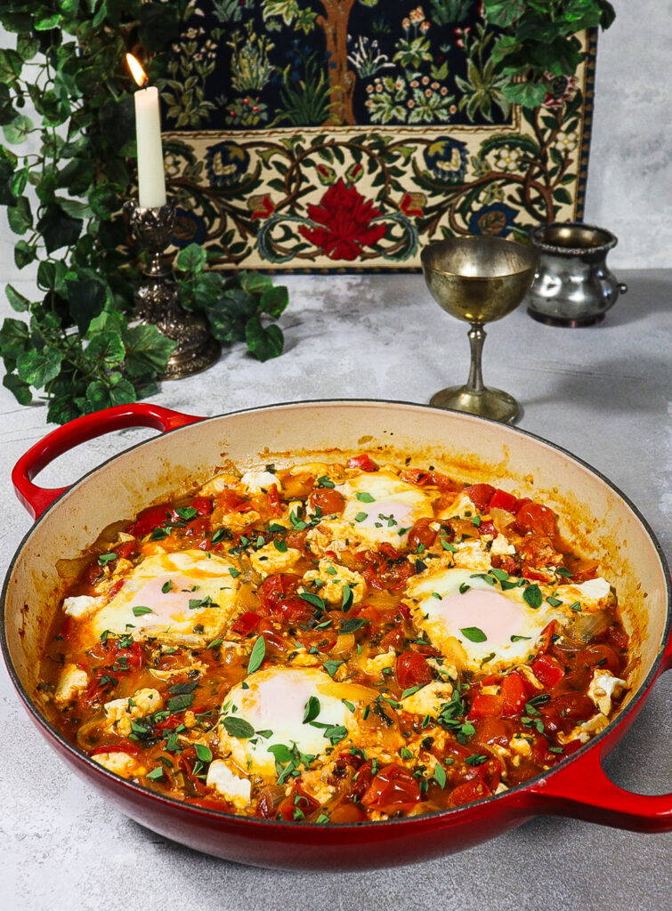 tomato feta eggs bake, gondor recipes, lord of the rings breakfast recipe
