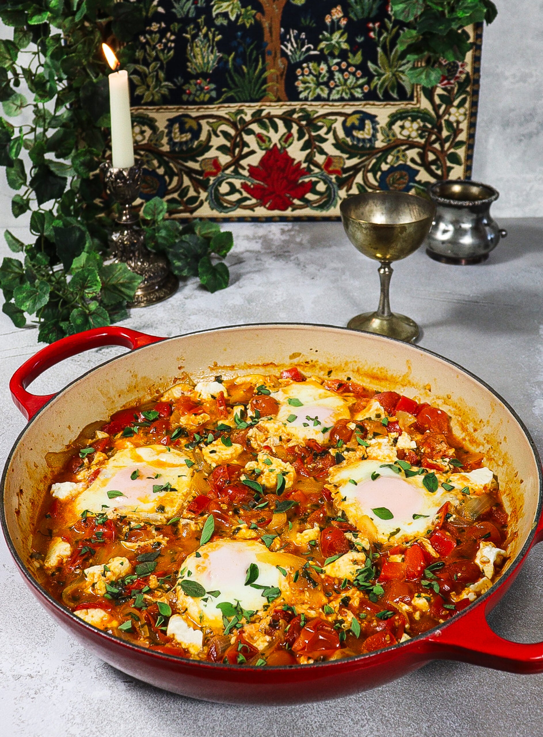 Tomato and Feta Poached Eggs
