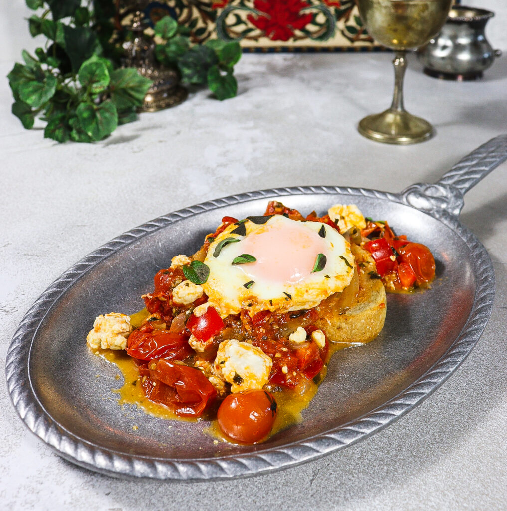 tomato feta eggs on toast, gondor recipes, lord of the rings breakfast recipe