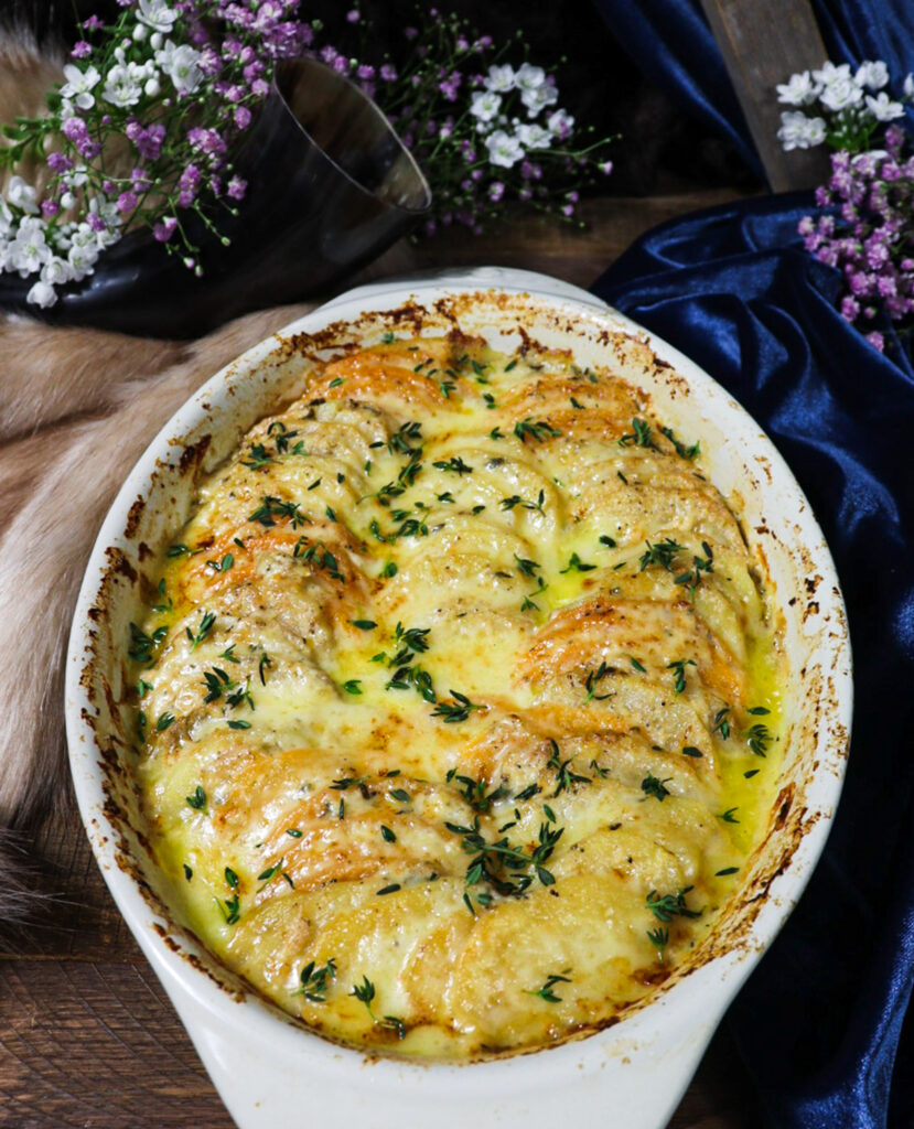 cheesy root vegetable gratin, cheesy vegetable recipe