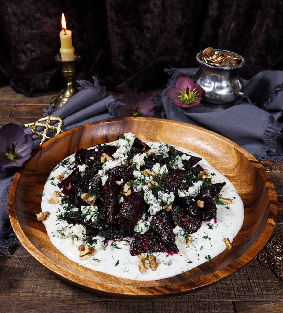 roasted beets with honey dill vinaigrette, beets with yogurt, dwarven food
