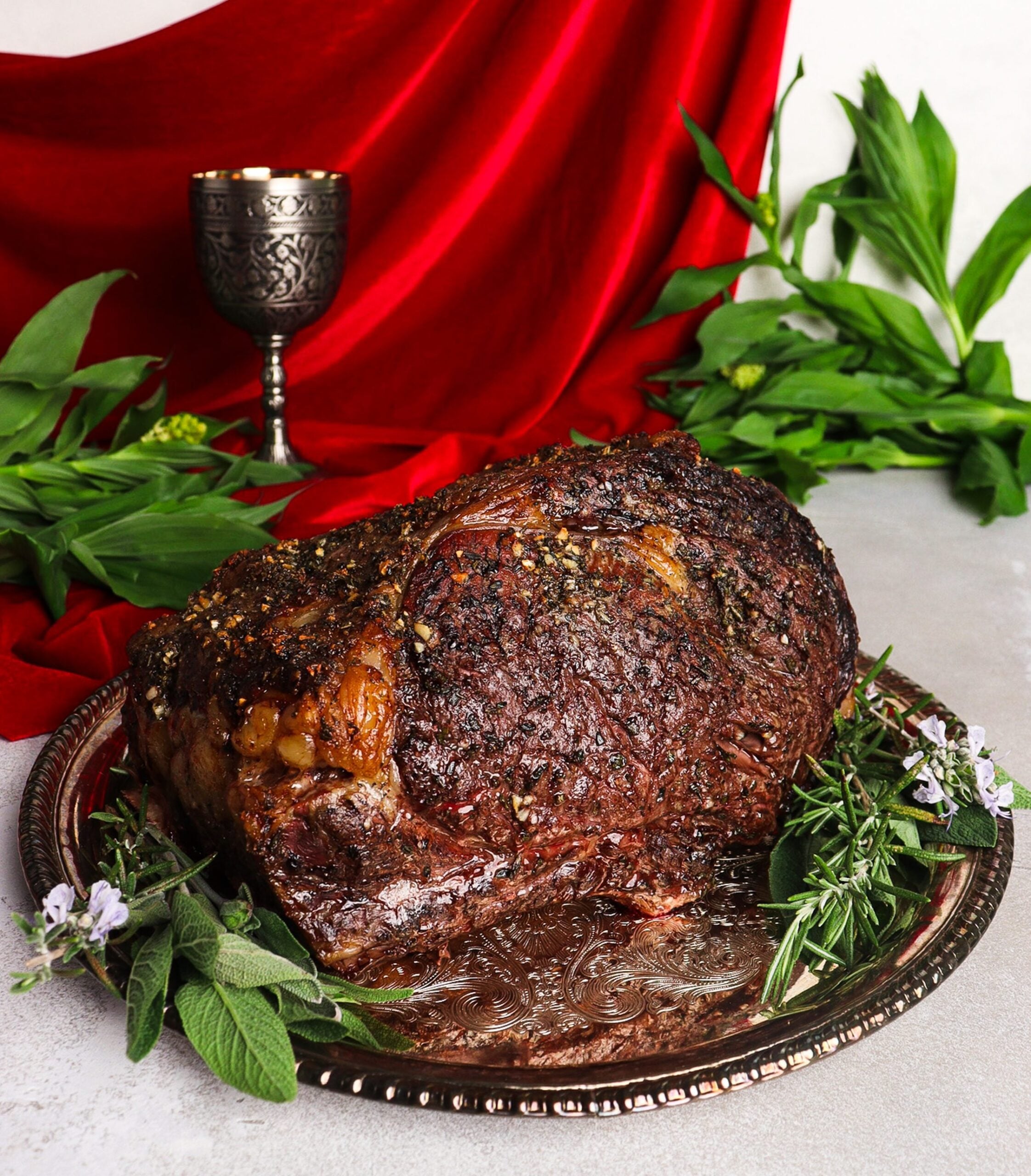 Herb Roasted Prime Rib with Bone Marrow Gravy