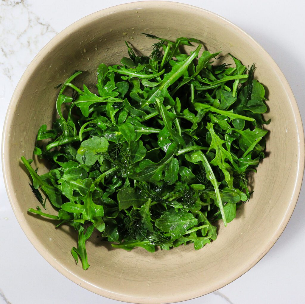 roasted vegetables with arugula