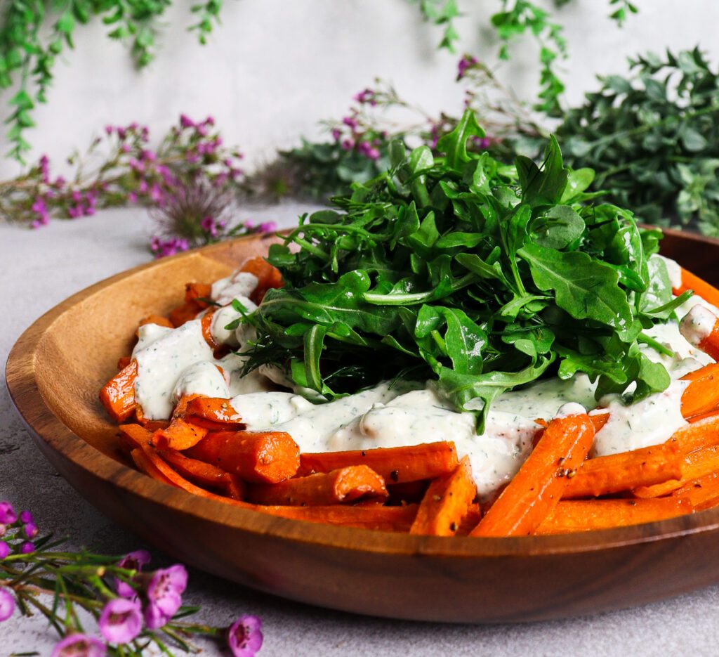 roasted carrots with feta dill yogurt