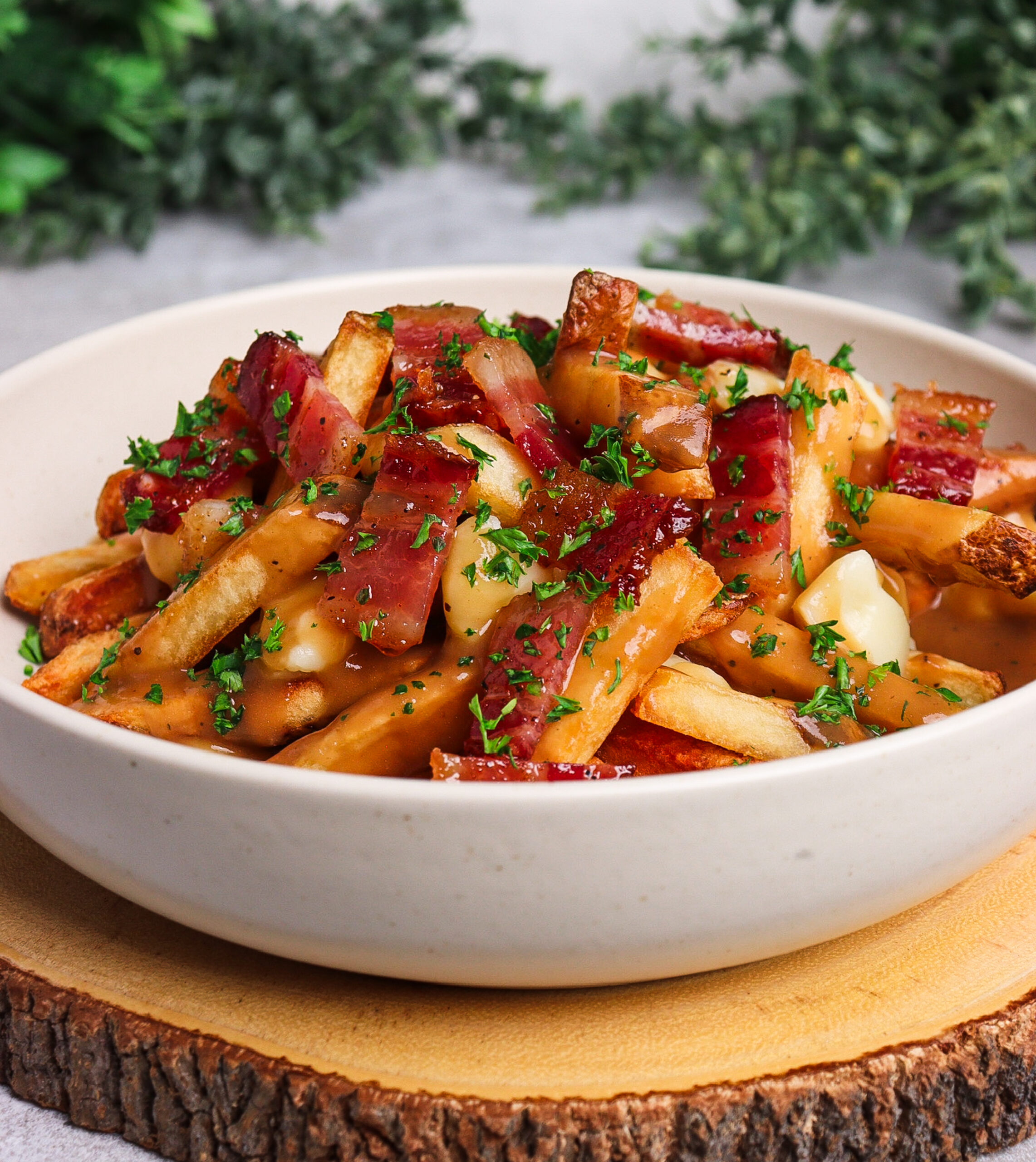 Maple Candied Bacon Poutine - Rhubarb & Lavender