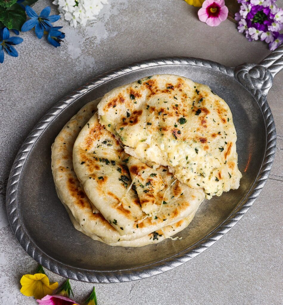 cheese and herb stuffed flatbread, cheese filled flatbread, lord of the rings recipe