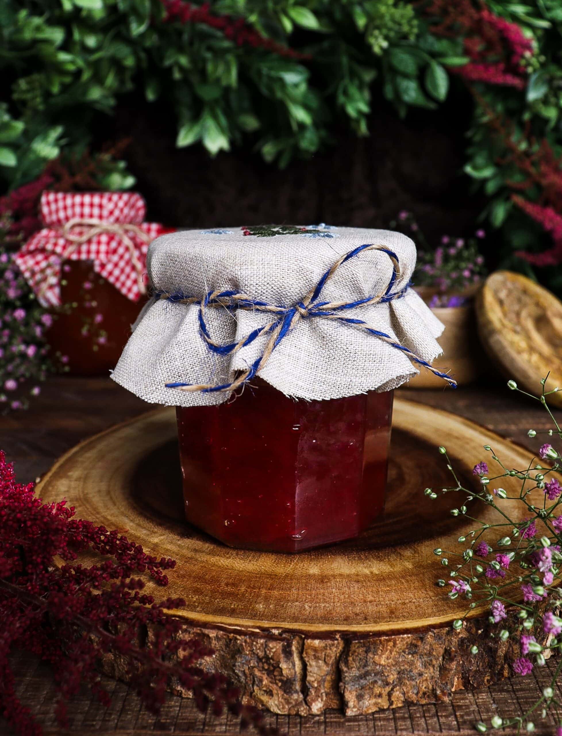 spiced rhubarb jam, hobbit recipes, homemade rhubarb jam