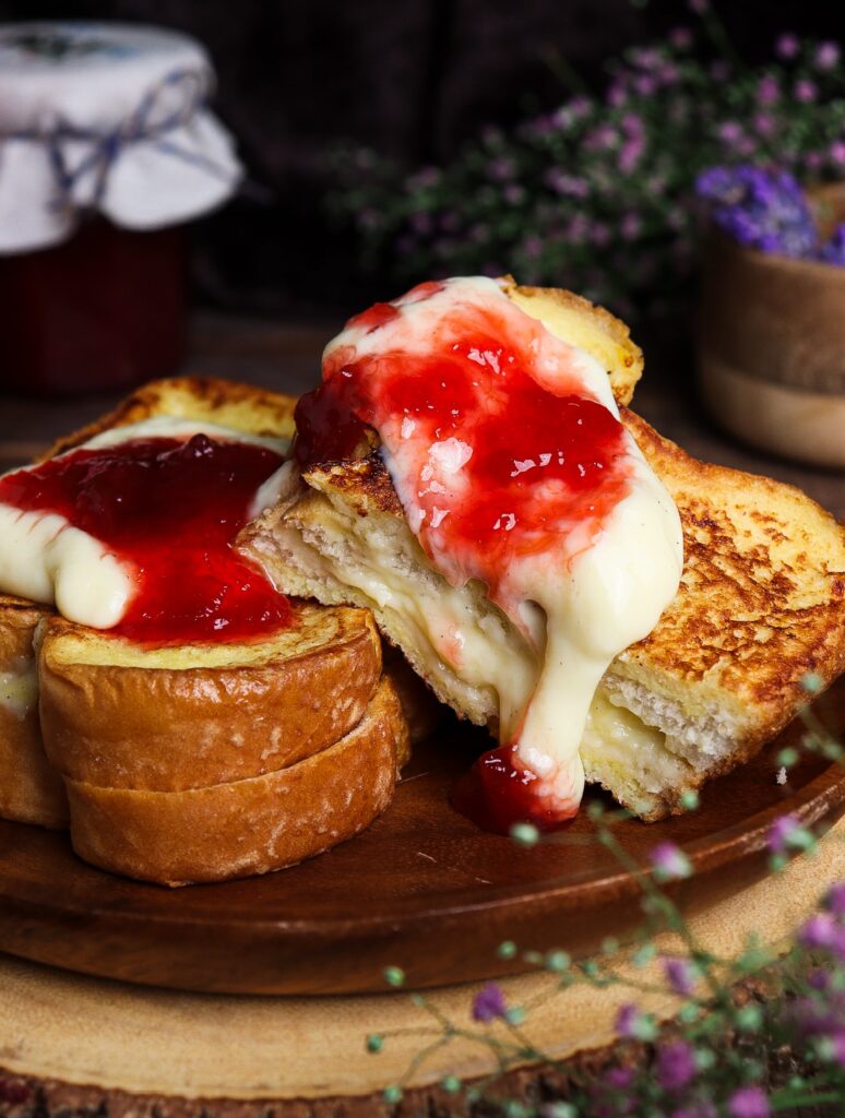 custard french toast, rhubarb french toast
