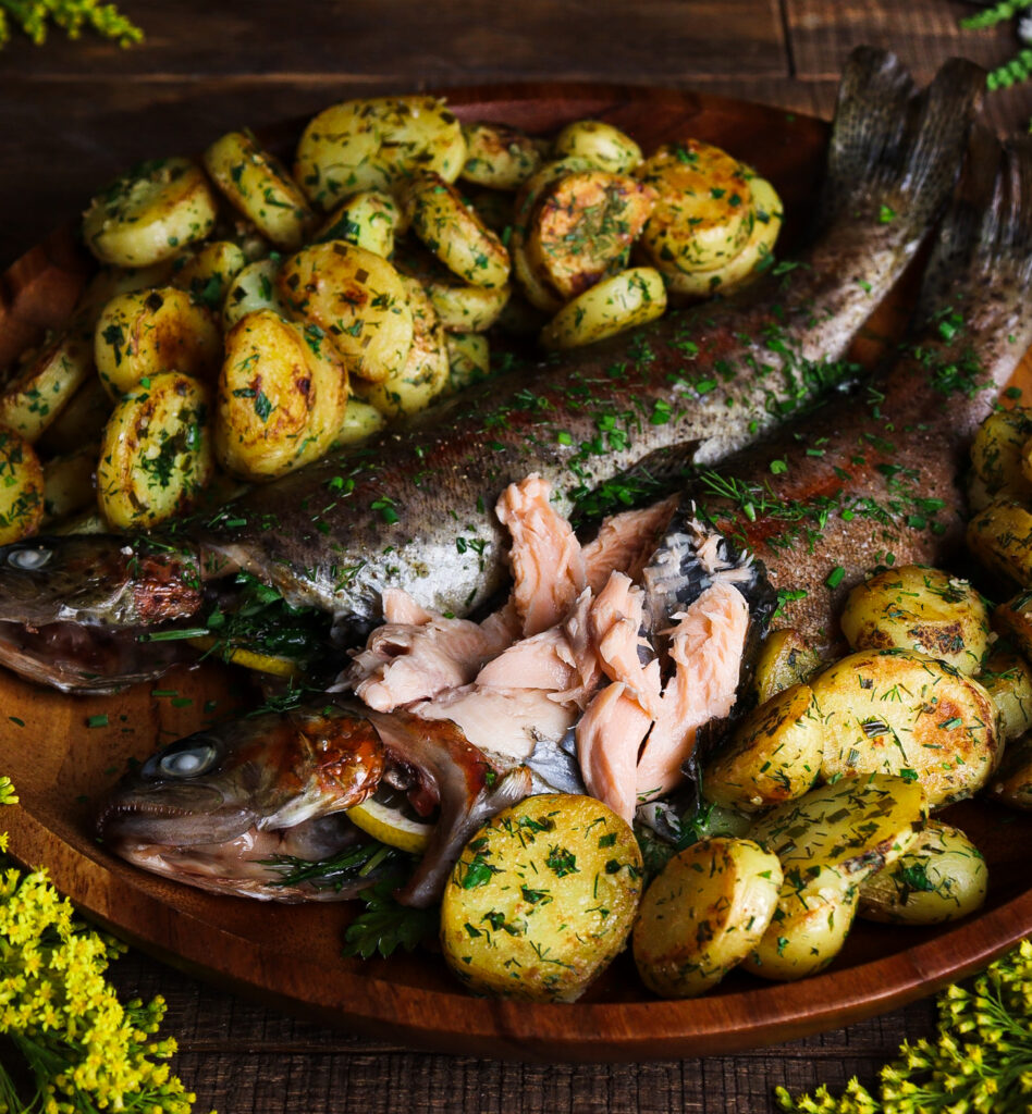 baked whole trout with herbs, hobbit dinner recipes