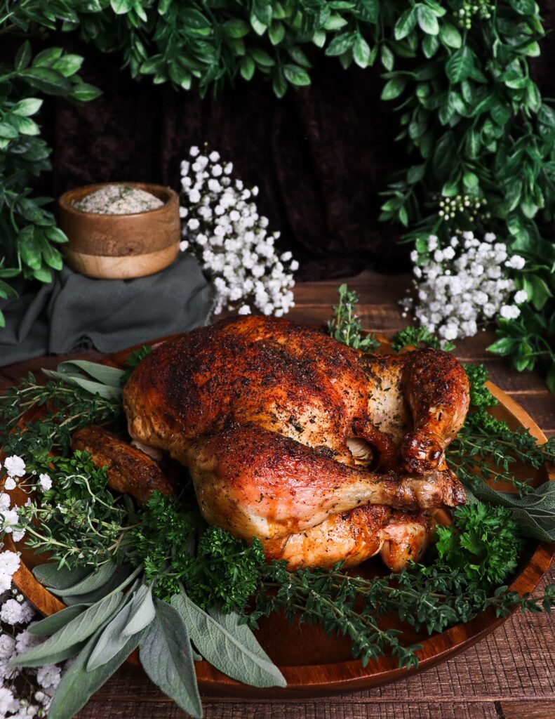roast chicken with mushroom gravy, hobbit dinner