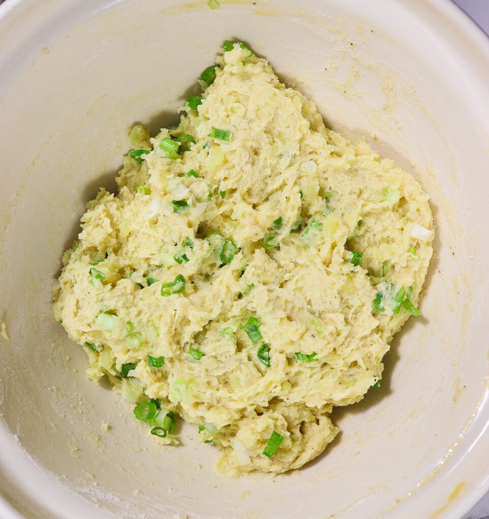 fried mashed potato cakes, smoked salmon on potato cakes