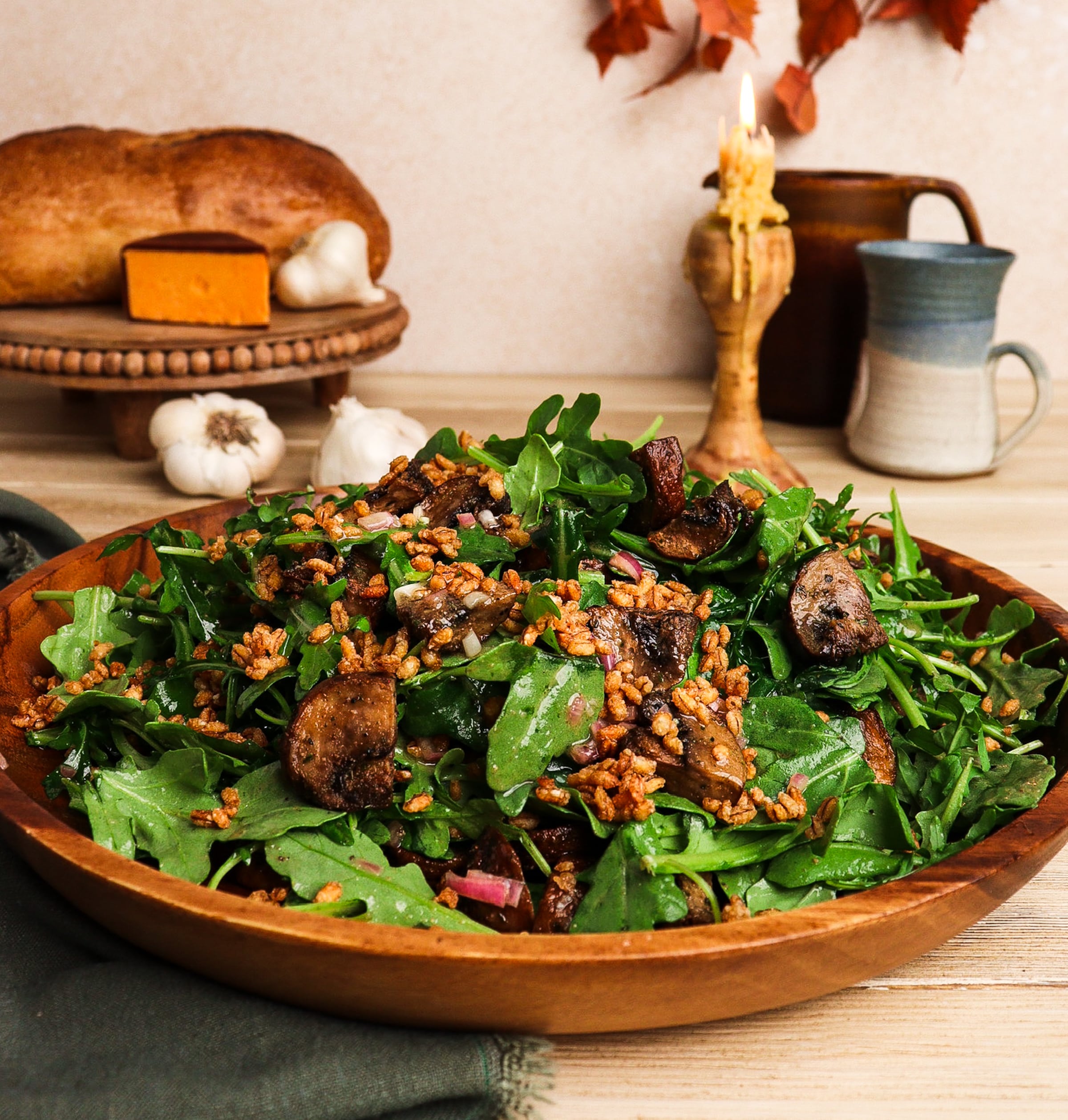 mushroom and arugula salad, recipes from the hobbit