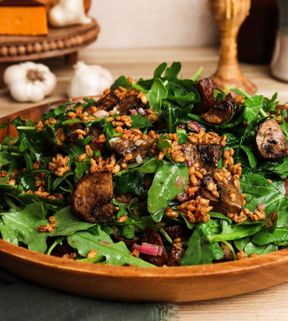 mushroom and arugula salad, roasted mushroom salad
