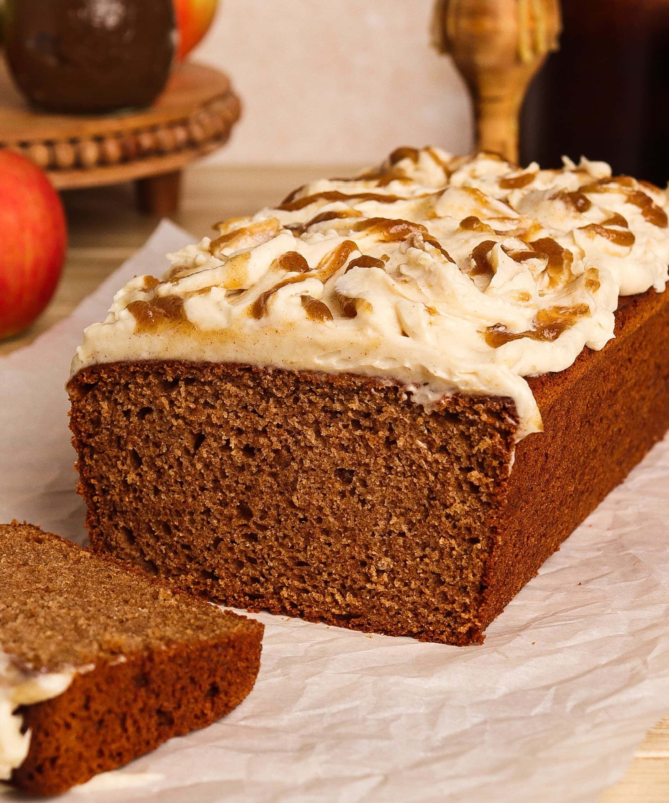 spiced apple butter loaf, hobbit dessert recipes, apple butter loaf cake