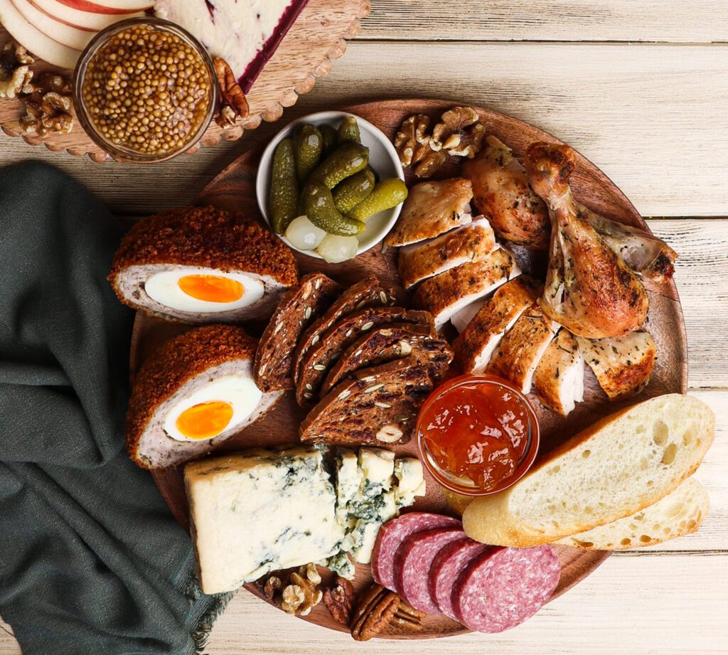 ploughmans lunch, british charcuterie board, hobbit themed recipes