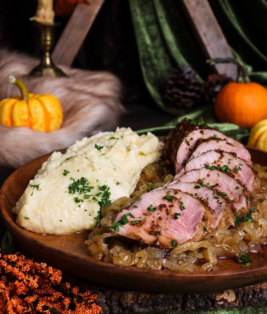 maple mustard pork tenderloin, pork tenderloin with caramelized onions, lord of the rings recipes