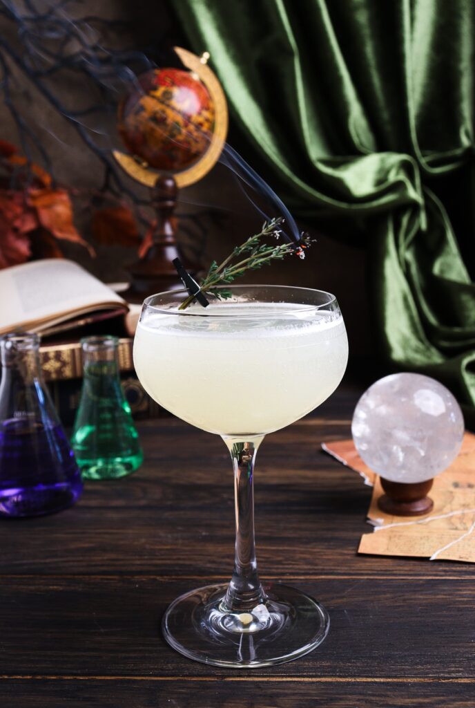 elixir of life cocktail, smoke and honey cocktail, frankenstein cocktail