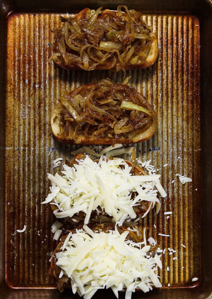 cheese with caramelized onions, caramelized onion cheese toast, french onion toast