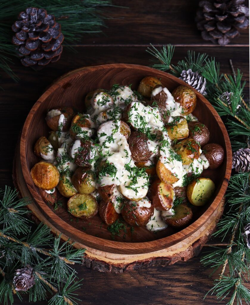 hobbit potatoes recipe, creamy mustard roasted potatoes 