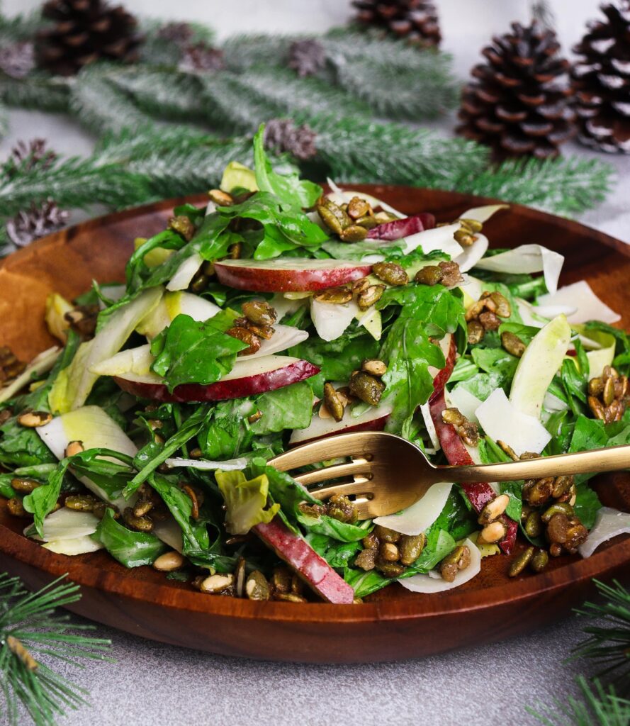 spiced pear endive and arugula salad, elven food, pear and arugula salad