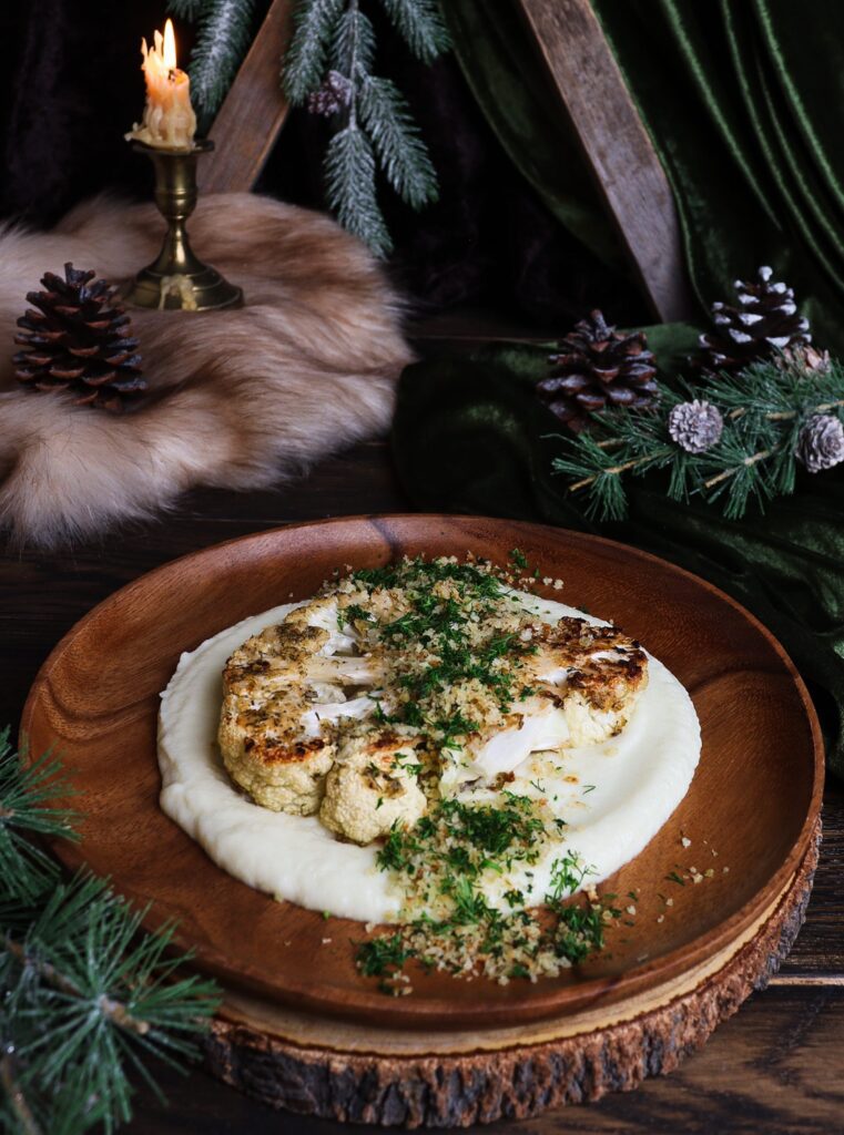 cauliflower steaks with cheese, horseradish crumb, lord of the rings recipes