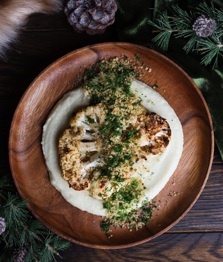 mustard dill cauliflower steaks, horseradish crumb, lord of the rings recipes