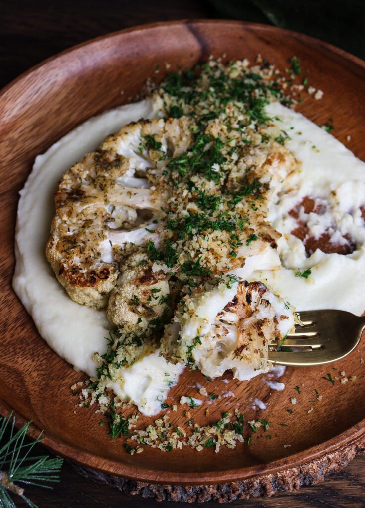 caruliflower steaks with cheese, horseradish crumb, lord of the rings recipes