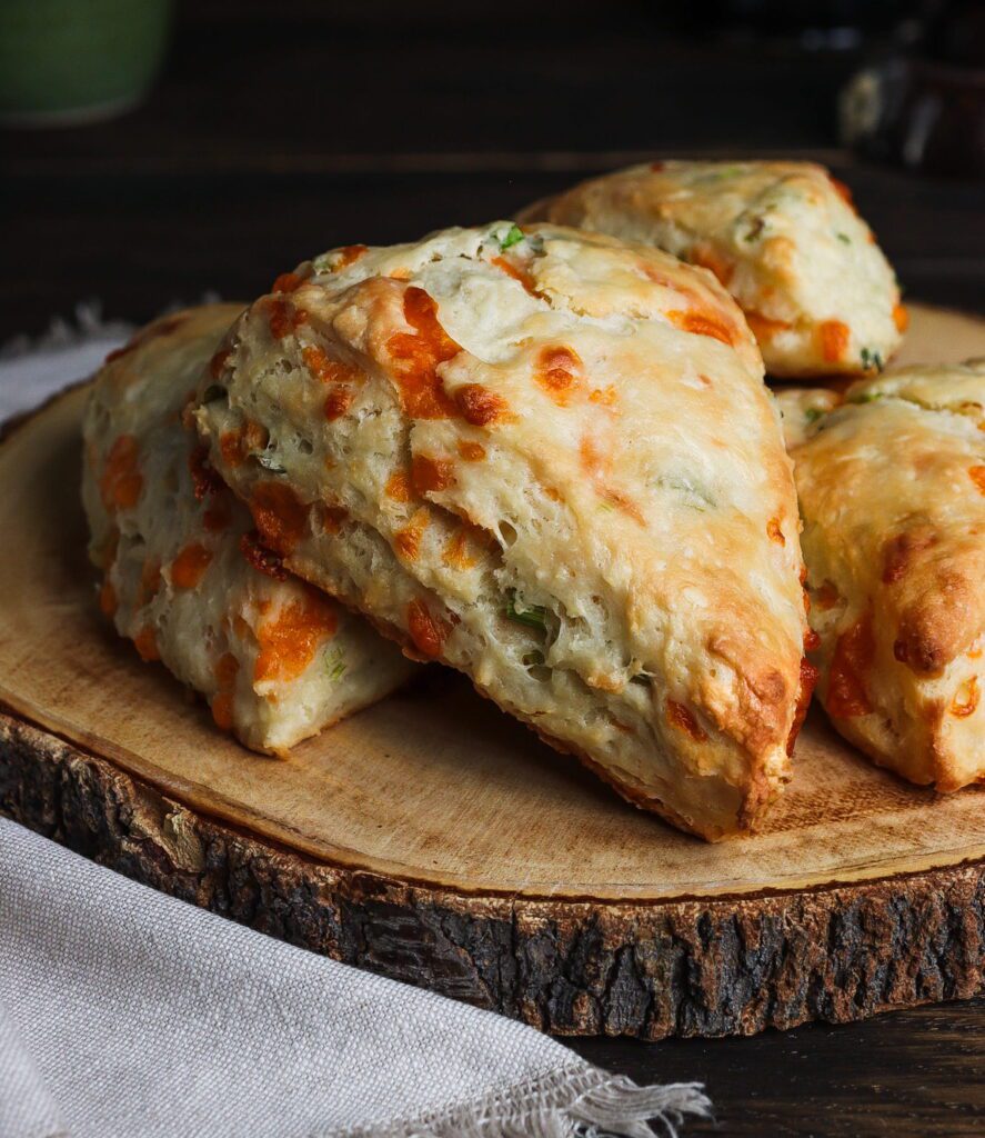 cheddar and green onion scones, yogurt scones, cheddar and chive scones