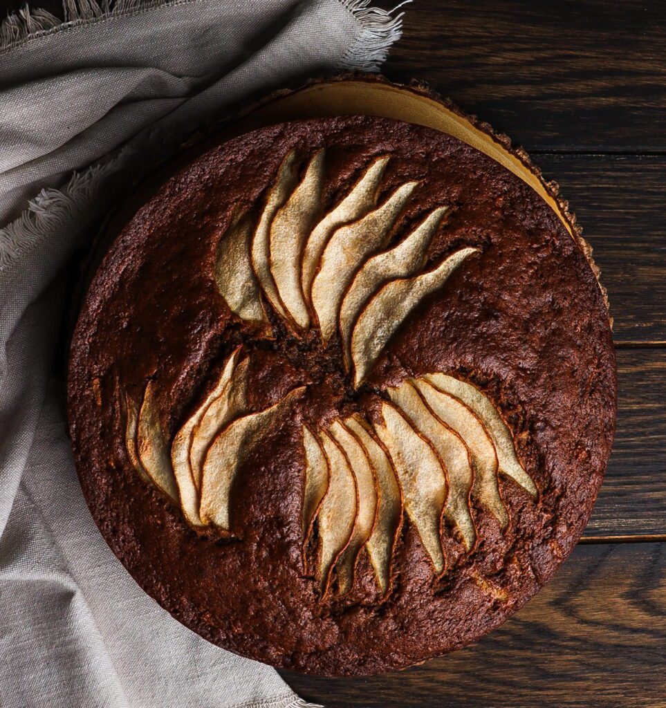 ginger pear and rye cake, pear cake, rye cake