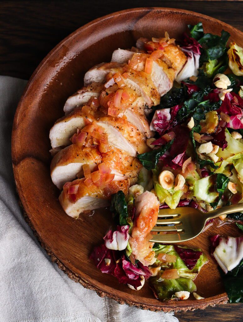 hobbit recipe, roasted chicken with winter vegetables, pan drippings vinaigrette