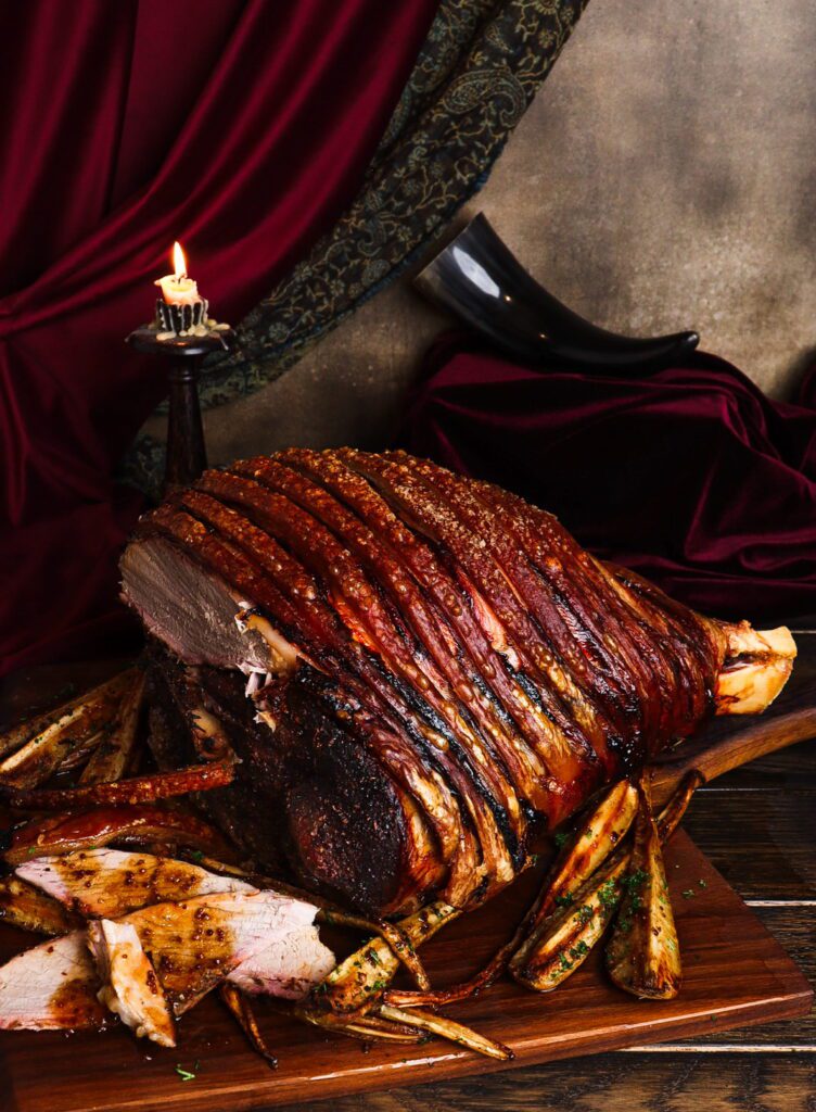 spiced whole roast leg of pork, world of warcraft food recipes, fantasy recipes