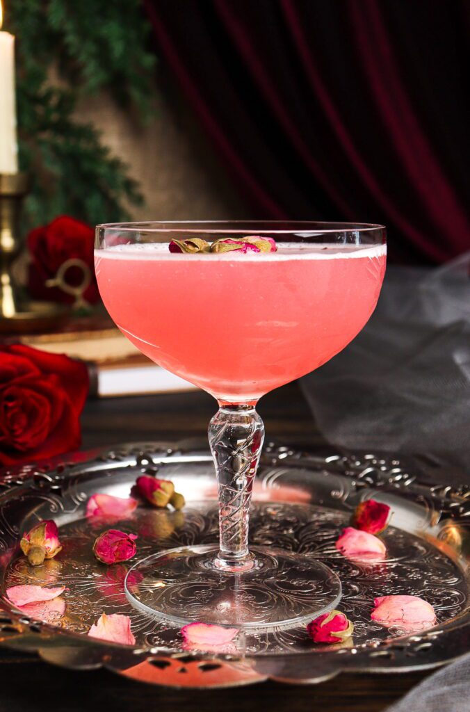 literary recipe, valentine's day cocktail, raspberry rose cocktail