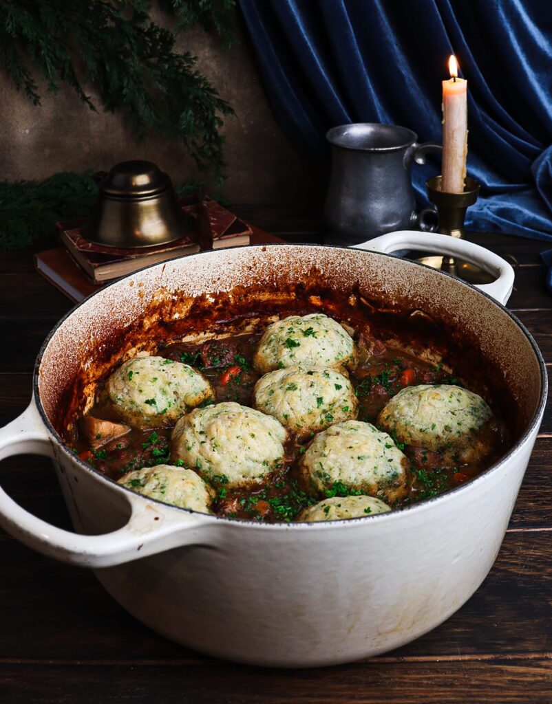 beef stew with suet dumplings, literary recipes