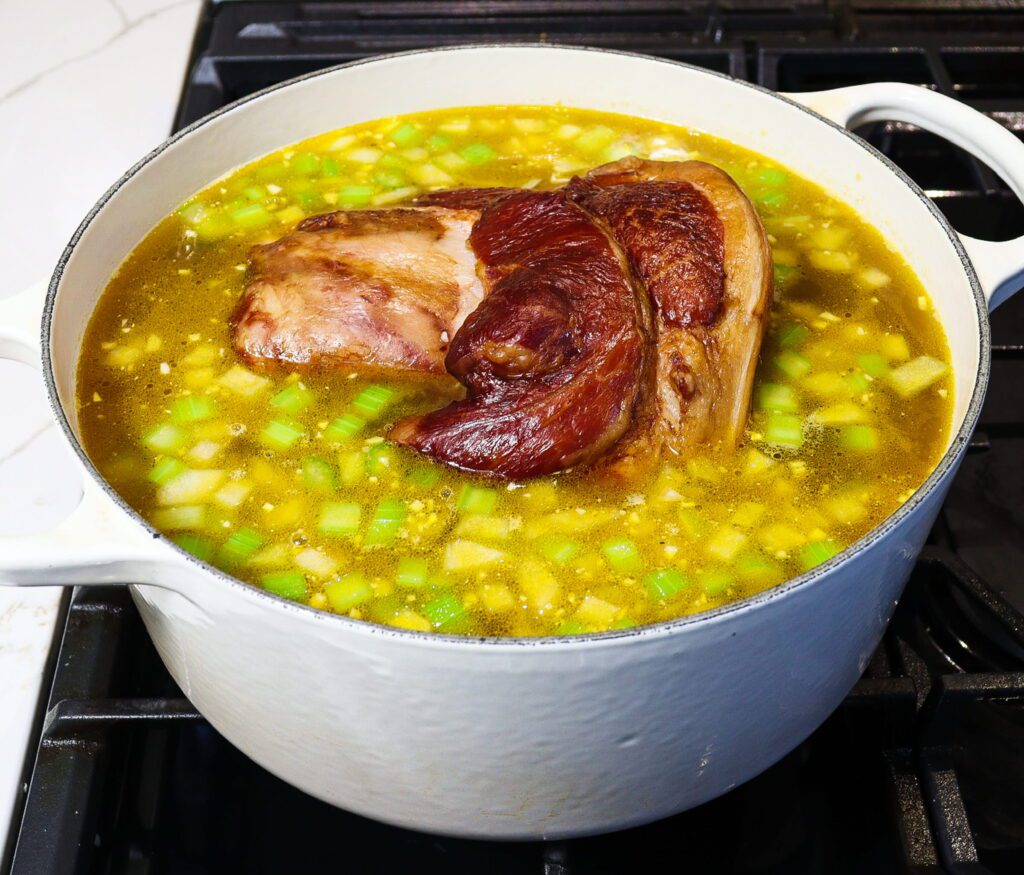 split pea soup with smoked pork hock, split pea soup pork hock, smoked pork hock pea soup