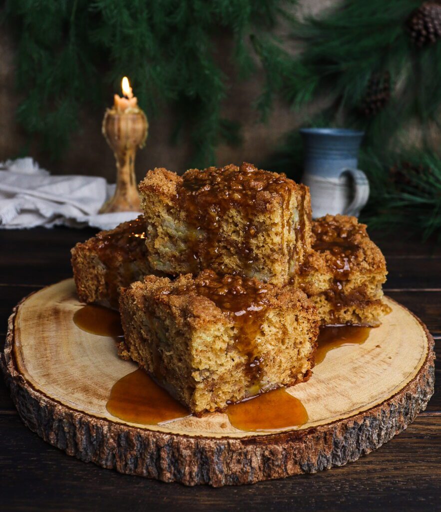 cottagecore baking recipes, coffee cake with caramel sauce