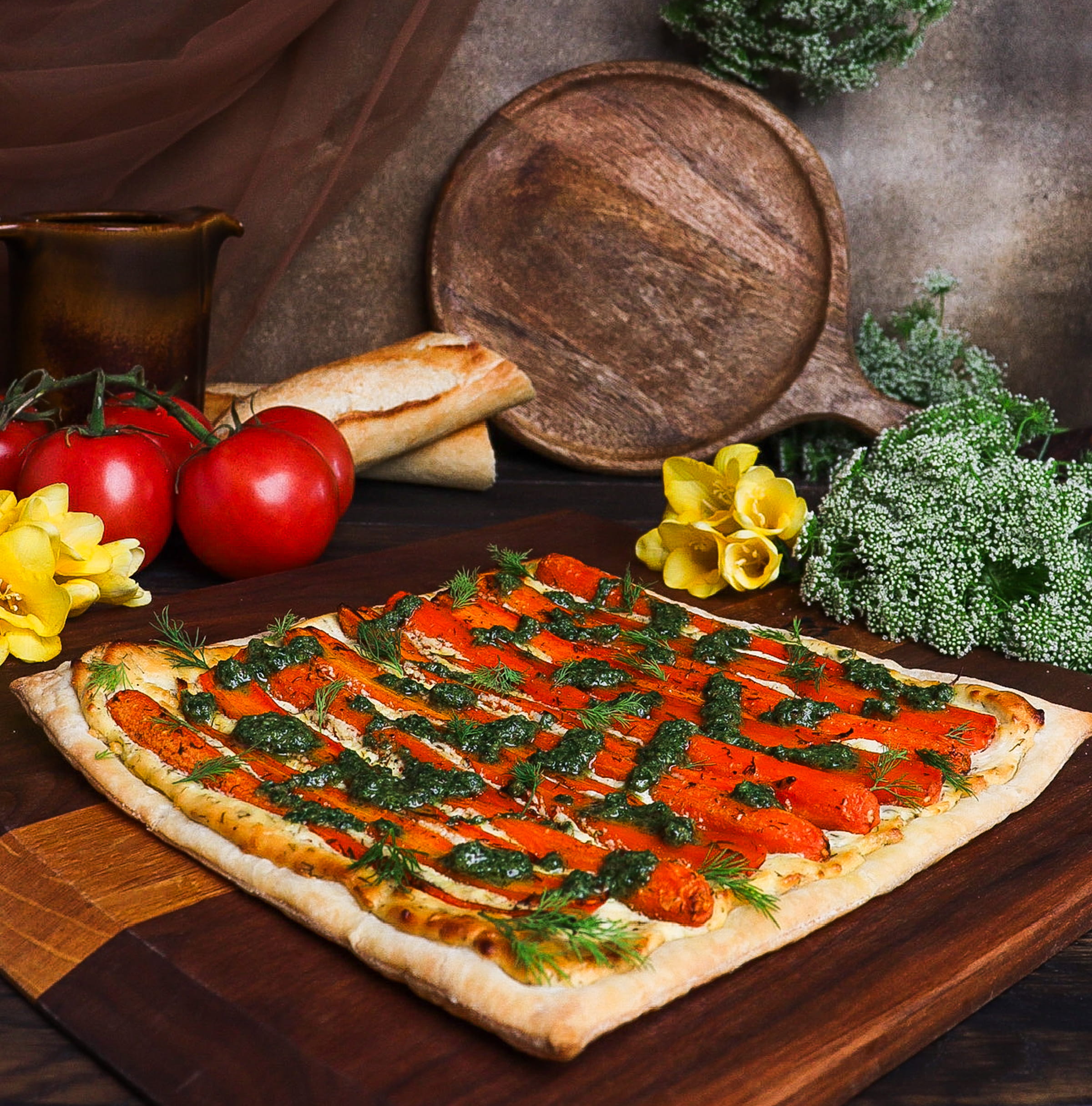 carrot and goat cheese tart with honey and dill, carrot tart, princess bride recipes