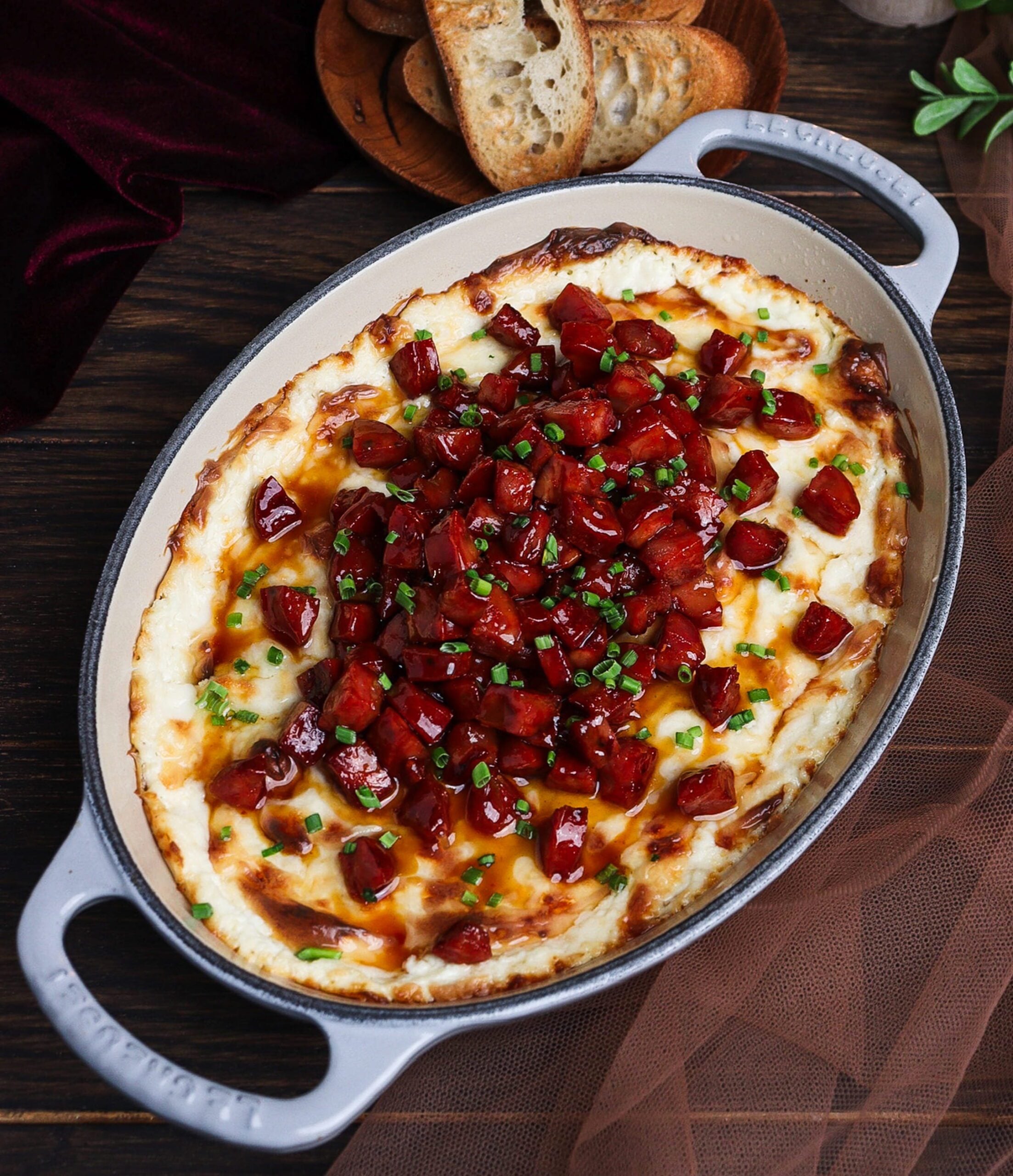 baked manchego cheese, chorizo manchego