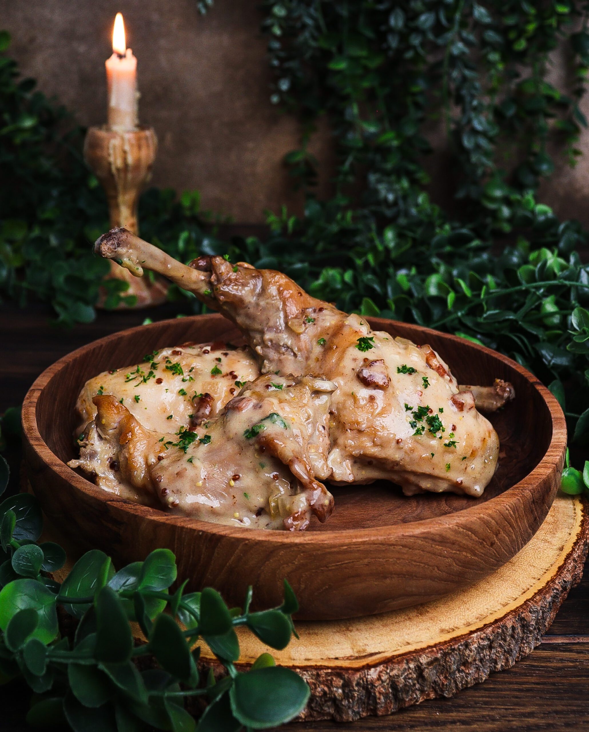 cider braised rabbit, braised rabbit