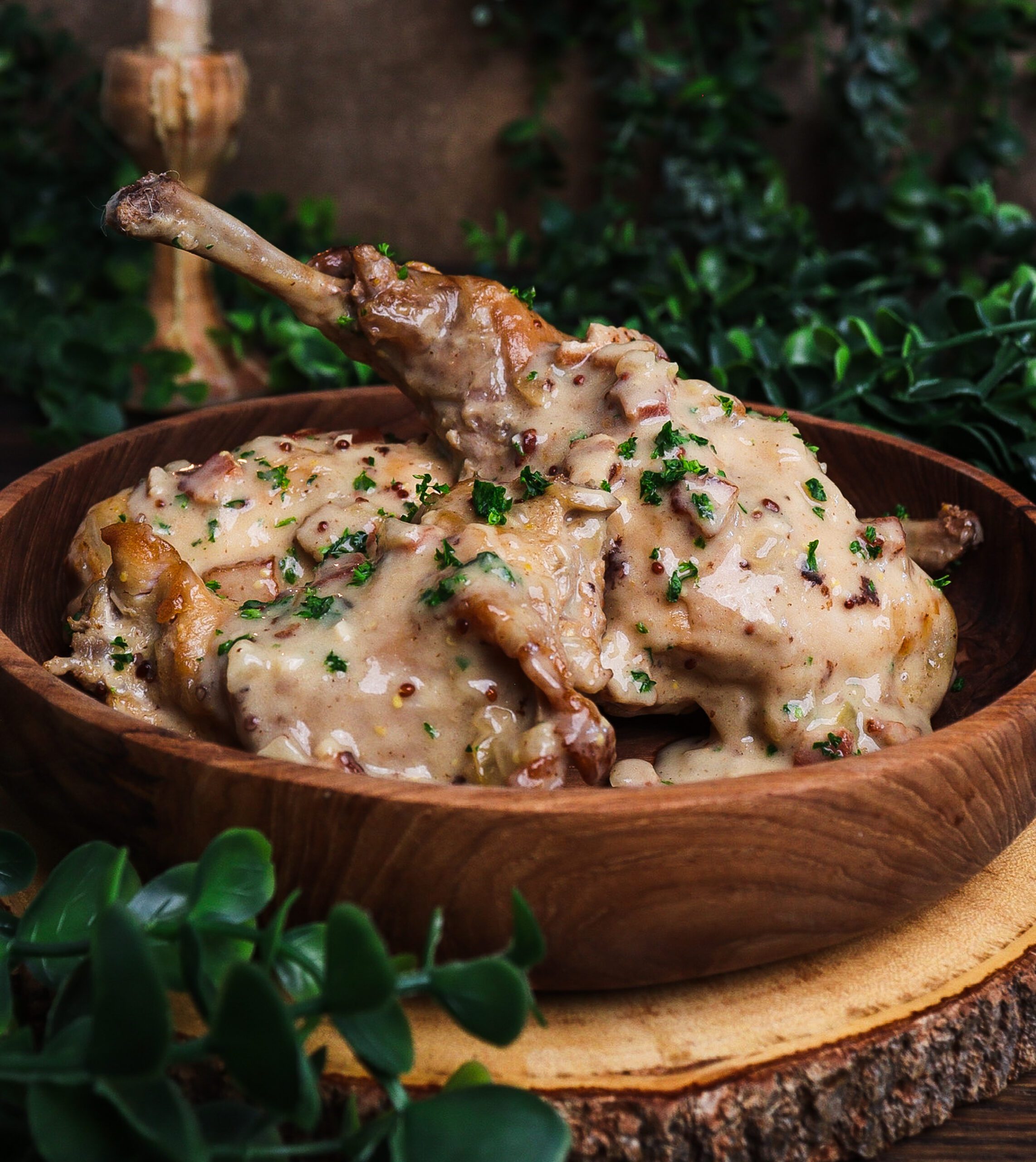 cider braised rabbit with herbs, ithilien herbs, hobbit dinner