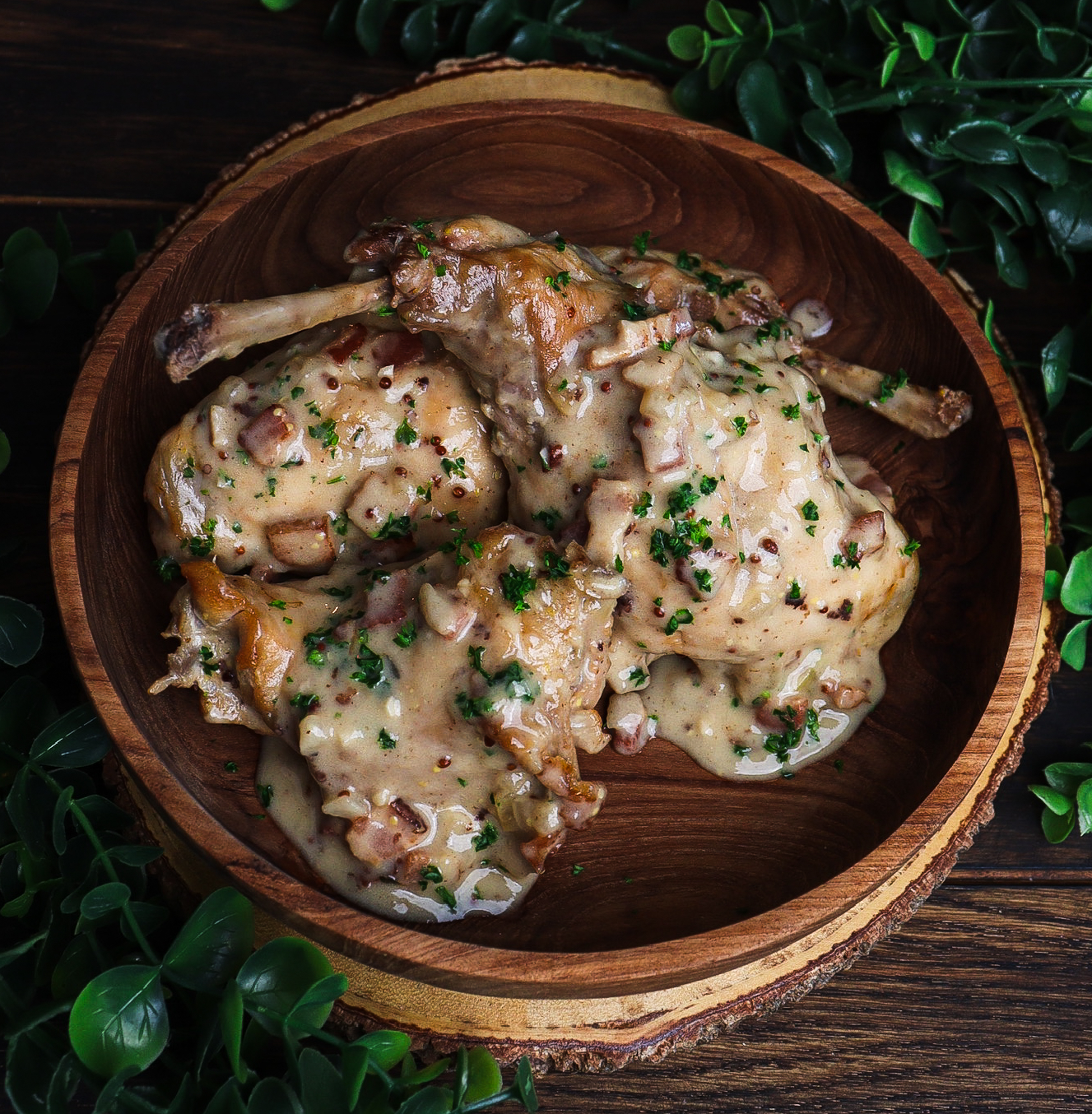 cider braised rabbit with herbs, hobbit dinner