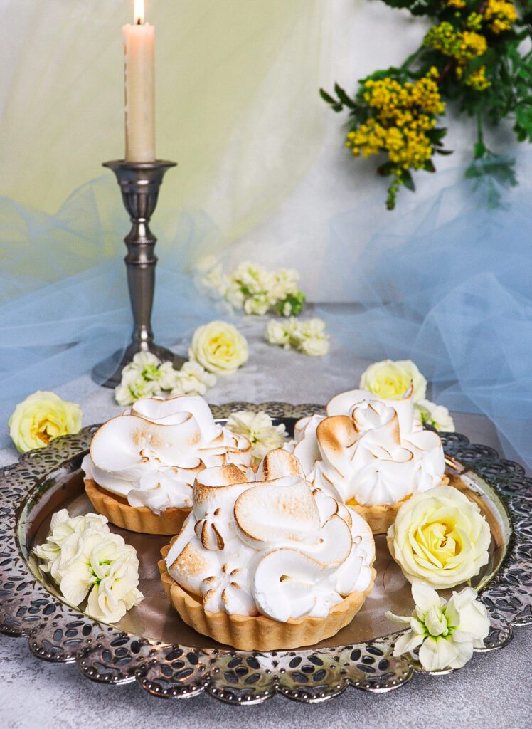 lemon elderflower meringue tarts, lemon elderflower curd, princess bride recipes