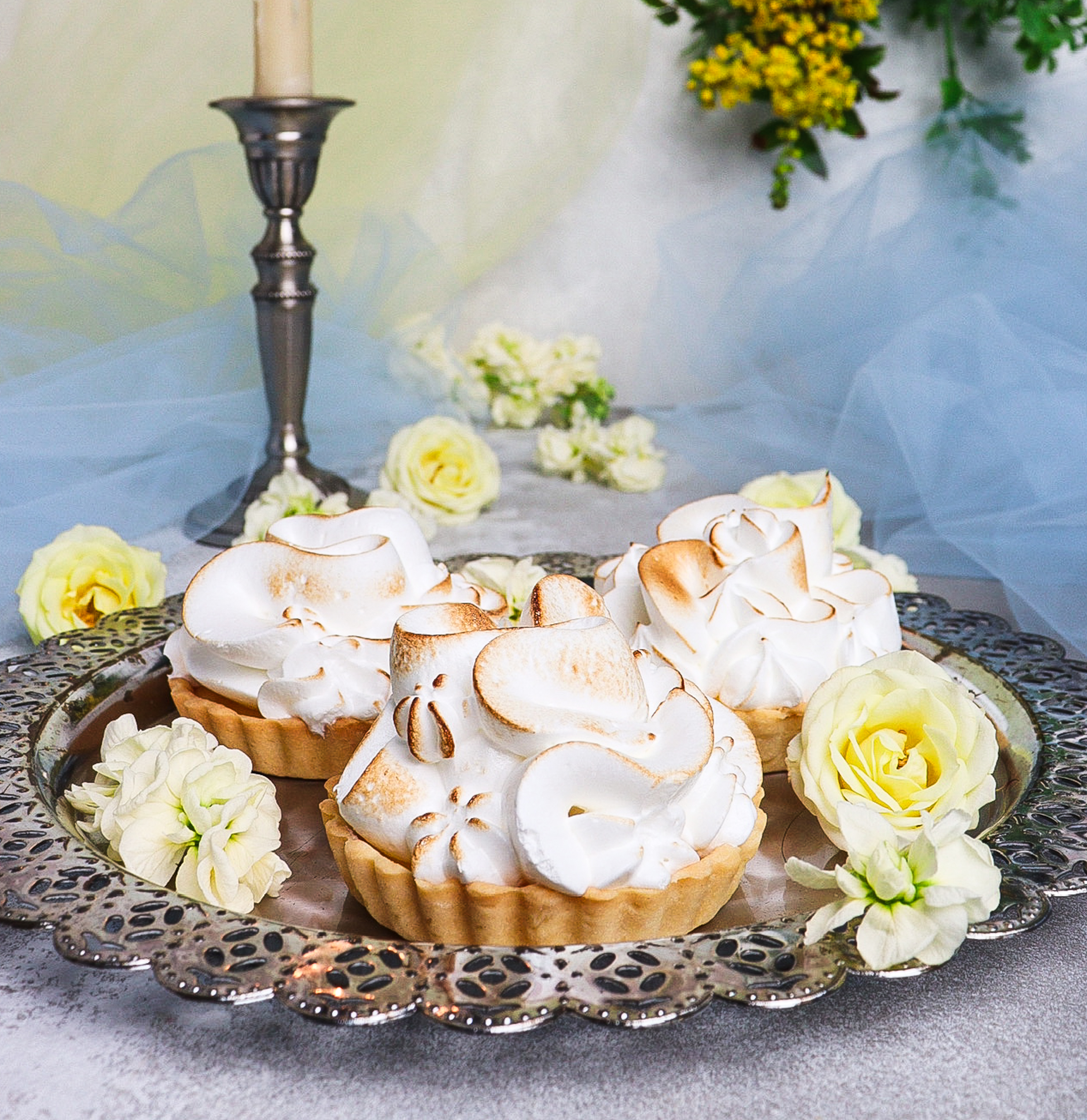 lemon elderflower meringue tarts, princess bride recipes