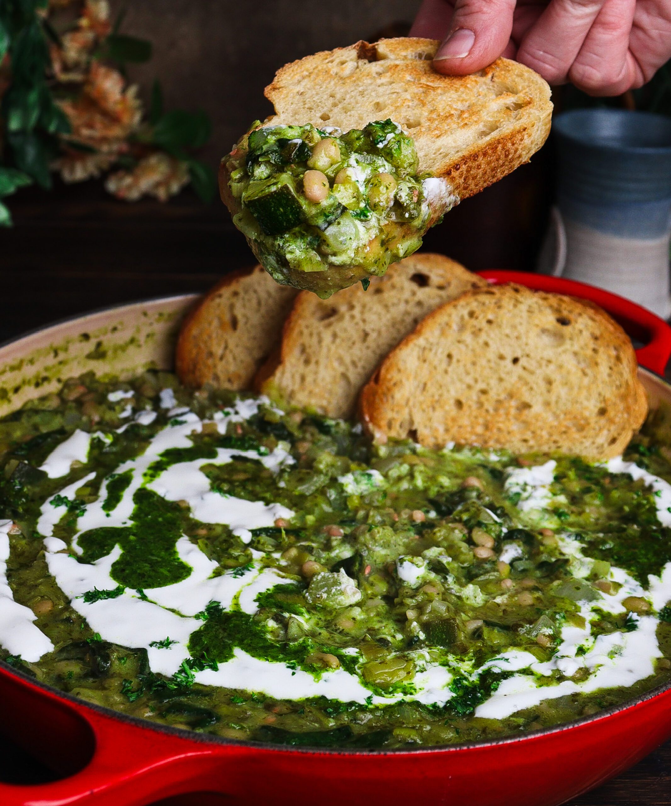 pesto white bean, vegetable cassoulet