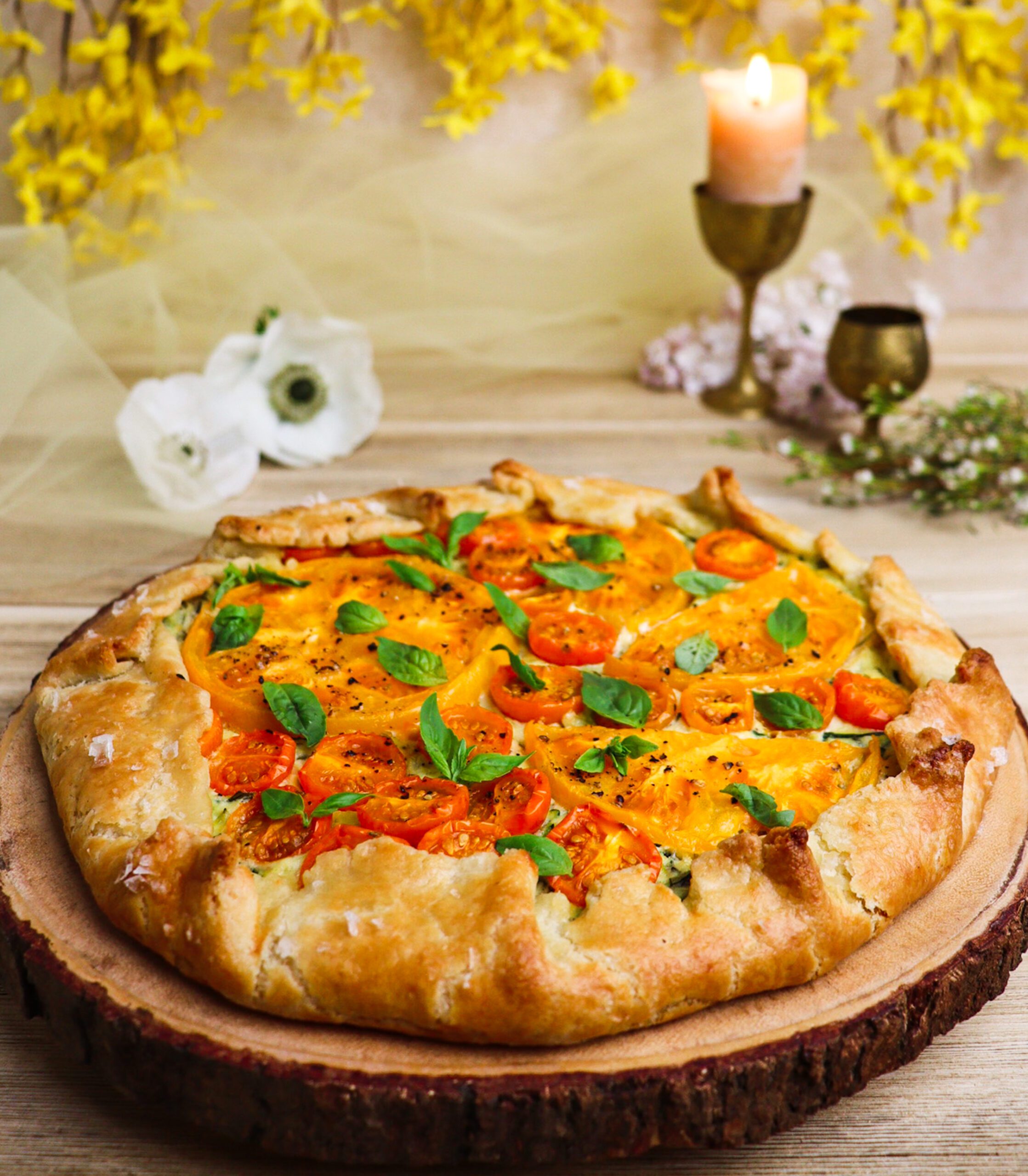 golden tomato zucchini galette, elven recipes, middle earth recipes