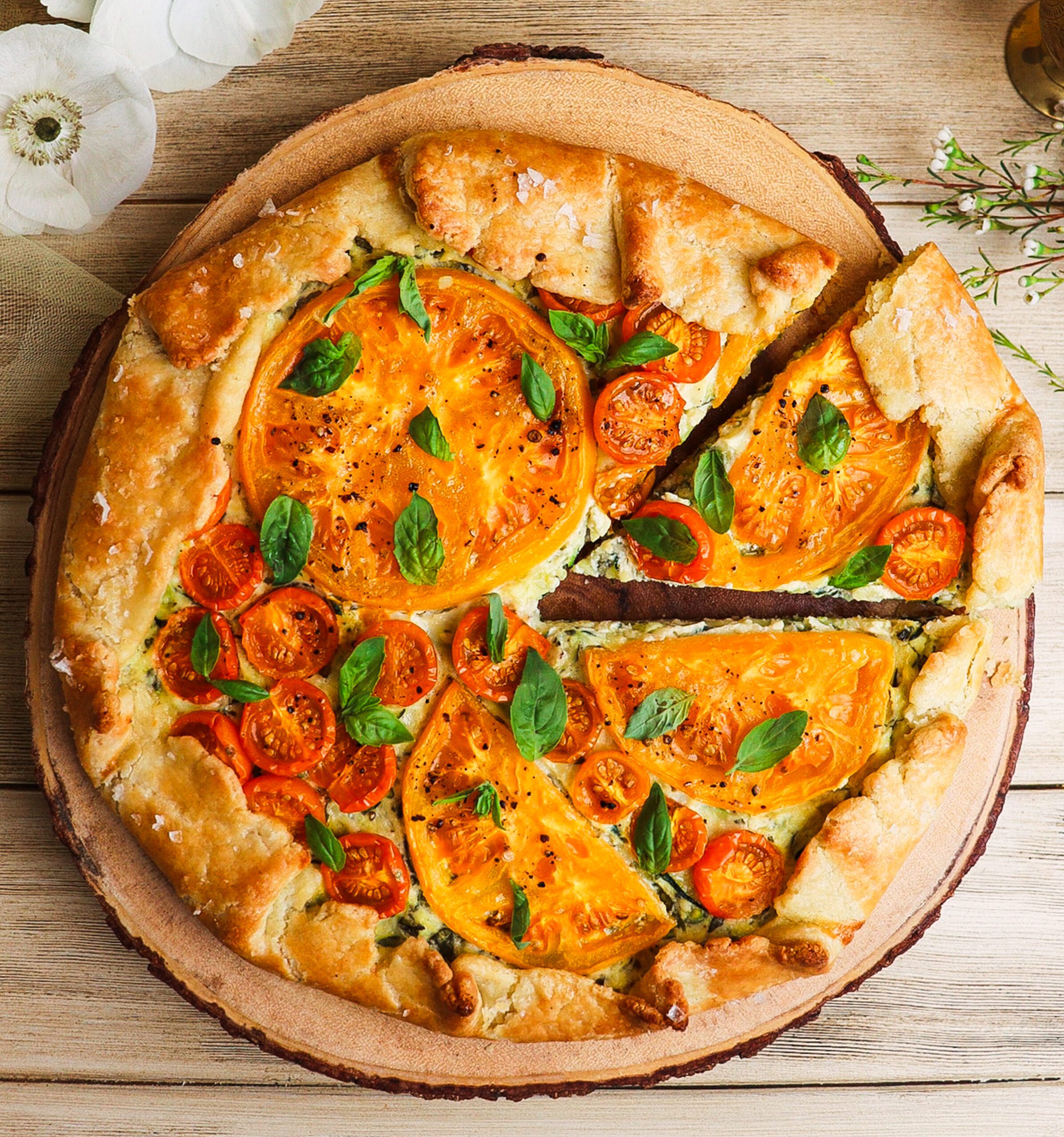 tomato zucchini galette, elven recipes, tomato galette recipe
