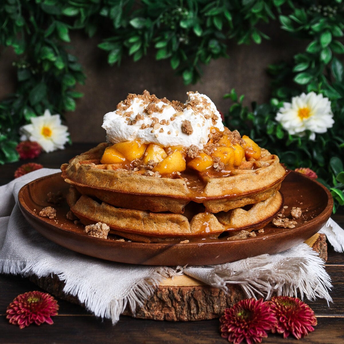 Peach Crisp Waffles