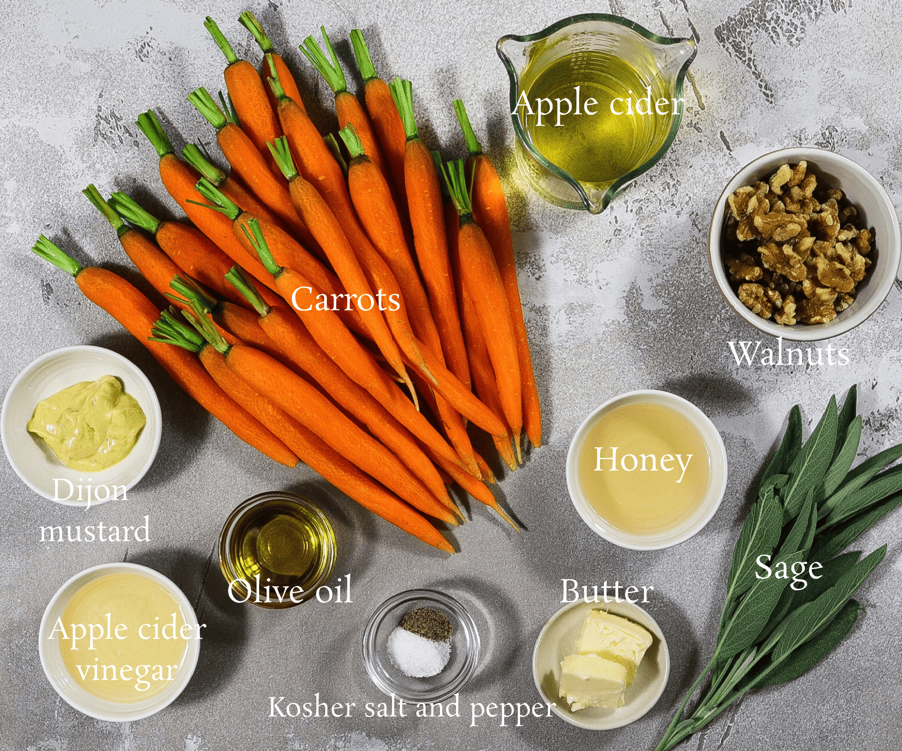 ingredients for cider roasted carrots